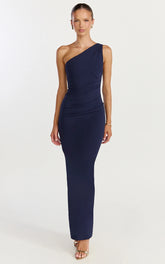 One Shoulder Maxi Dress in Navy