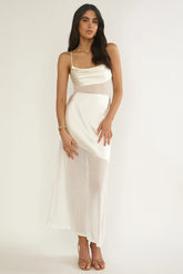 Golden Era Sheer Waist Maxi Dress Oyster