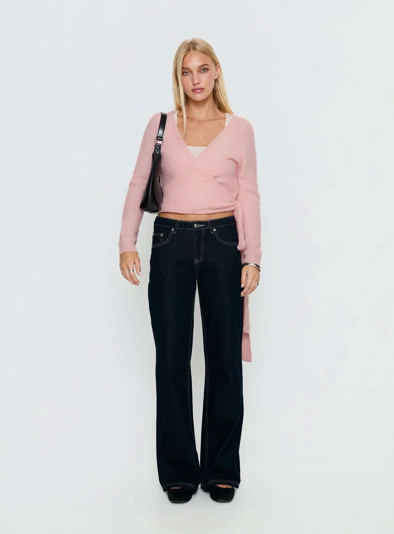 Tonee Wrap Knit Cardigan Pink