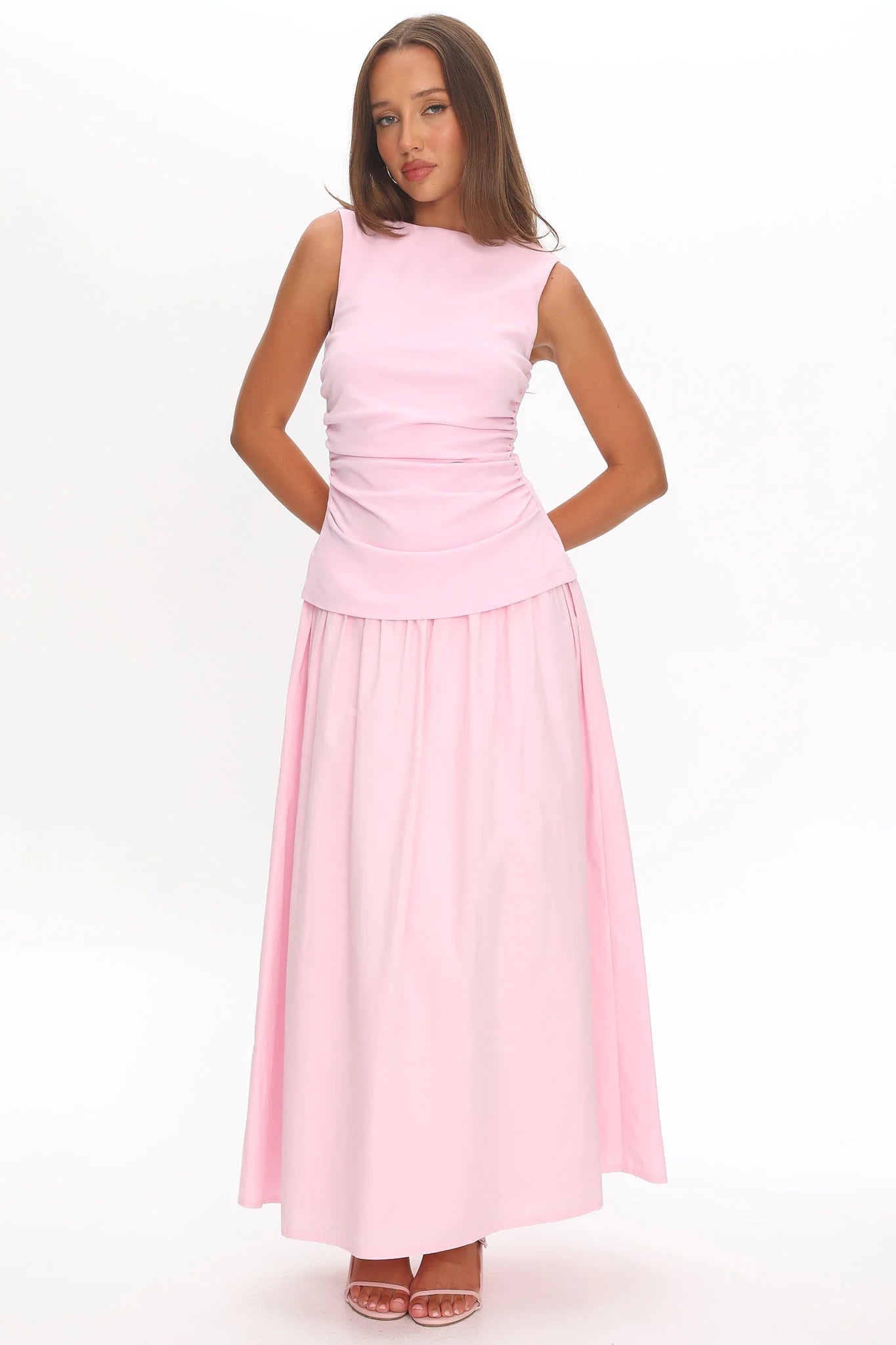 Keeeva Boatneck Maxi Dress Pink