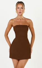 A Line Strapless Dress in Chocolate